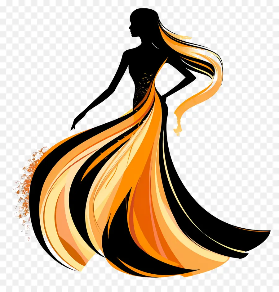 Silhouette De Femme élégante，Femme élégante En Robe PNG