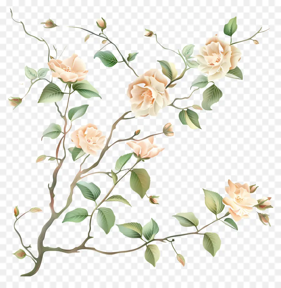 Fleurs Pastel，Branche De Fleurs PNG