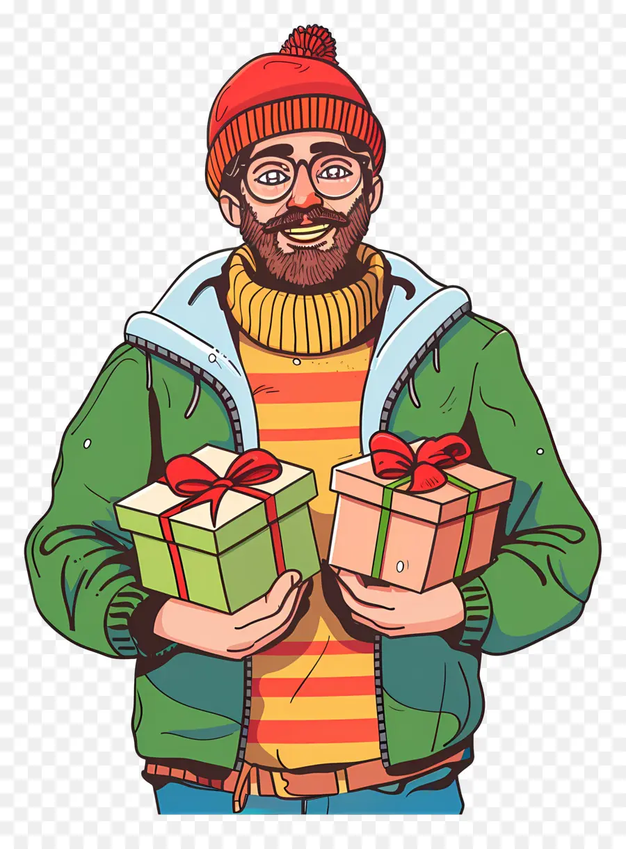 Homme Tenant Des Cadeaux，Homme Avec Des Cadeaux PNG