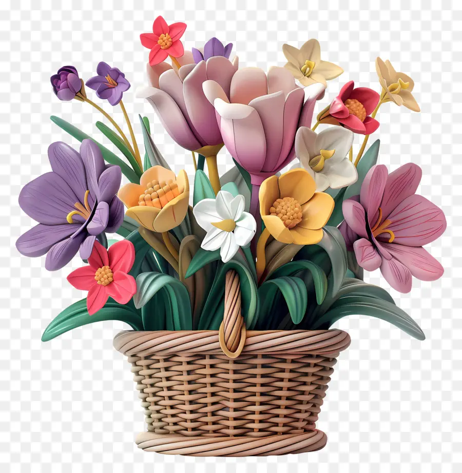 Fleurs Dans Un Panier，Panier De Fleurs PNG