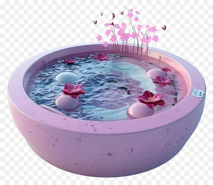 Baignoire Balnéo，Bol D'eau Rose PNG