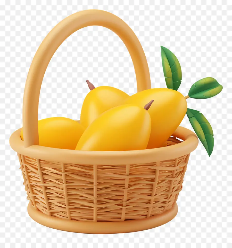 Mangue Dans Le Panier，Fruits Jaunes PNG