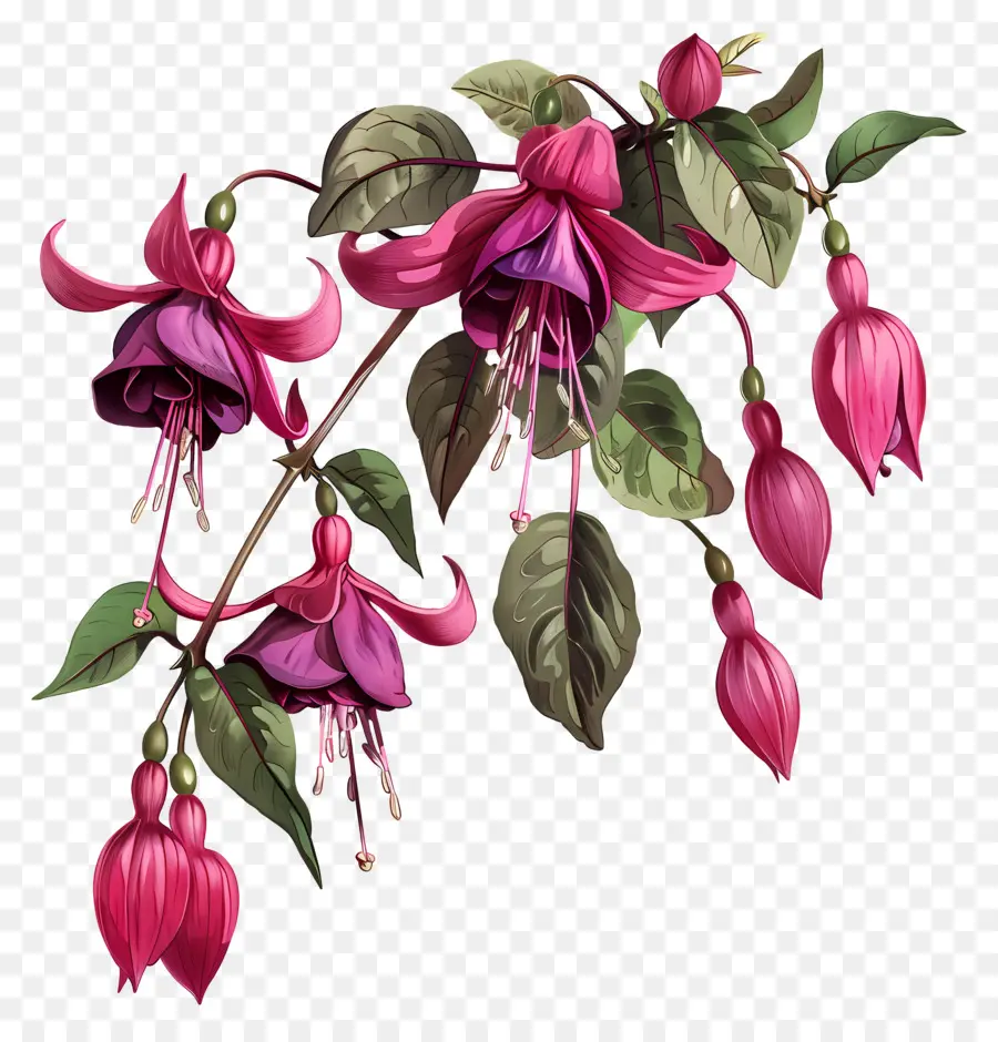 Fleurs Fuchsia，Fleurs Roses PNG