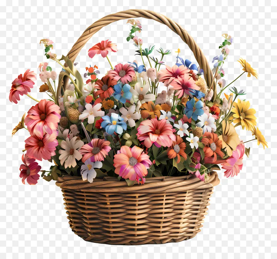 Fleurs Dans Un Panier，Panier De Fleurs PNG