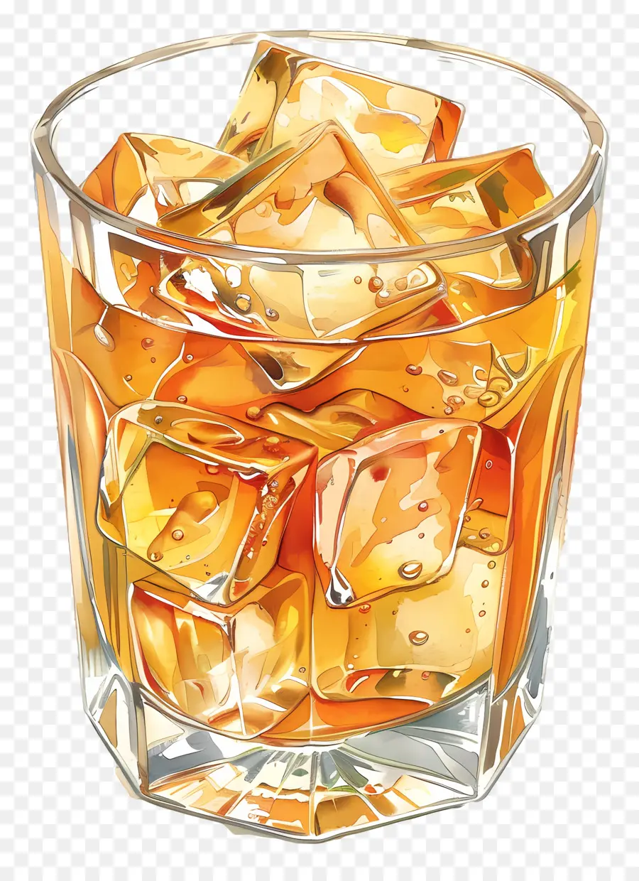 Cocktail Avec De La Glace，Verre De Whisky PNG