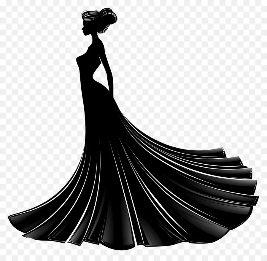 Silhouette De Femme élégante，Robe Noire PNG