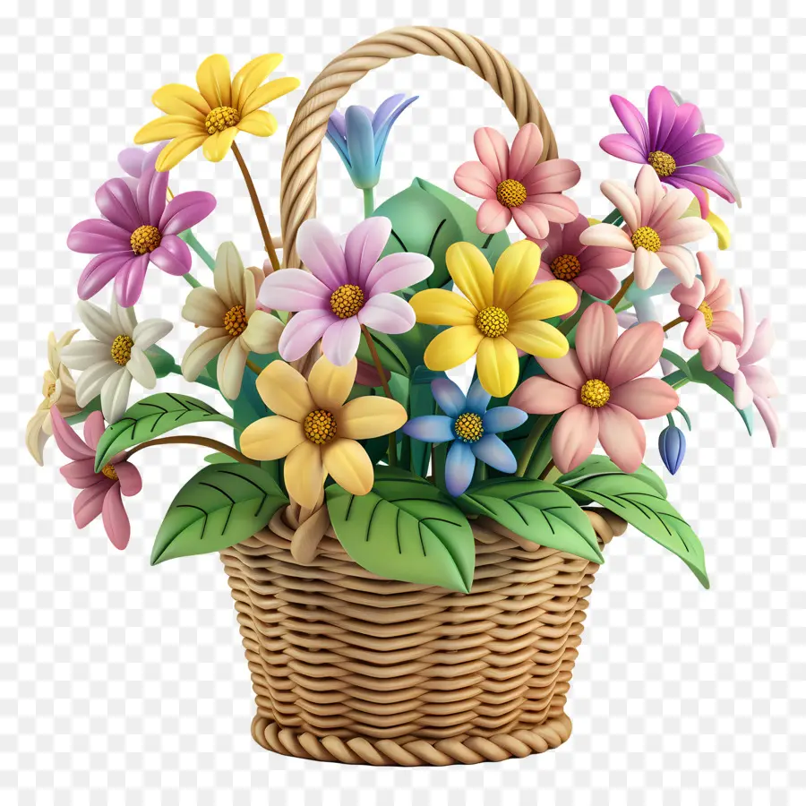 Fleurs Dans Un Panier，Panier De Fleurs PNG