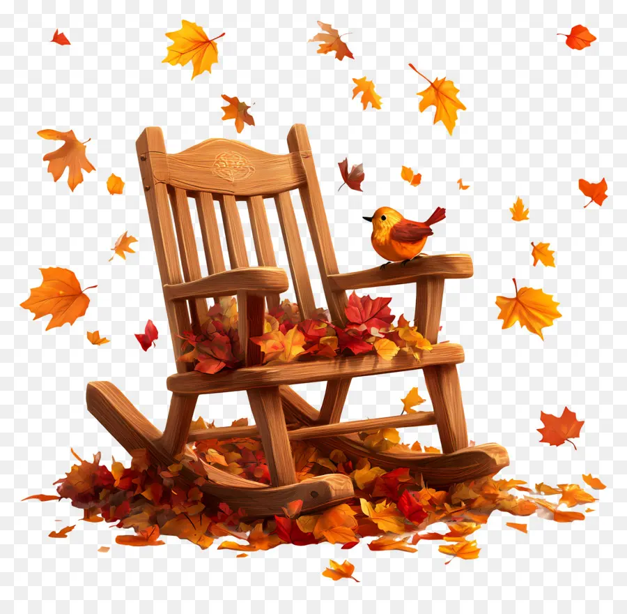 Fauteuil à Bascule，Chaise à Bascule Avec Feuilles PNG