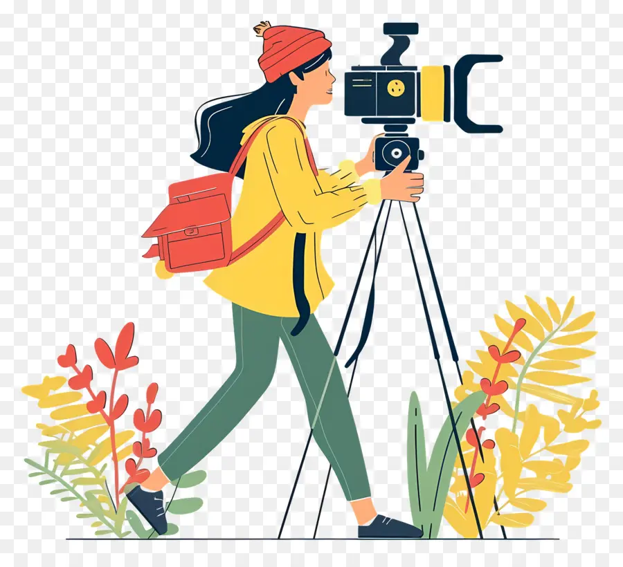 Femme Filmant Un Vlog，Photographe Avec Appareil Photo PNG