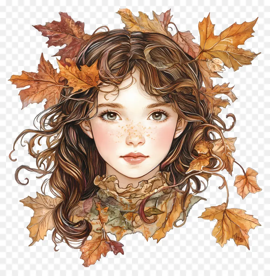 Fille D'automne，Automne PNG