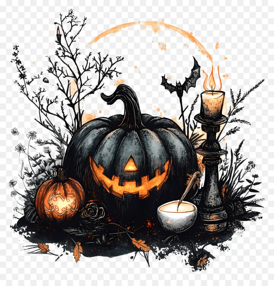 Samhain，Citrouille Noire PNG