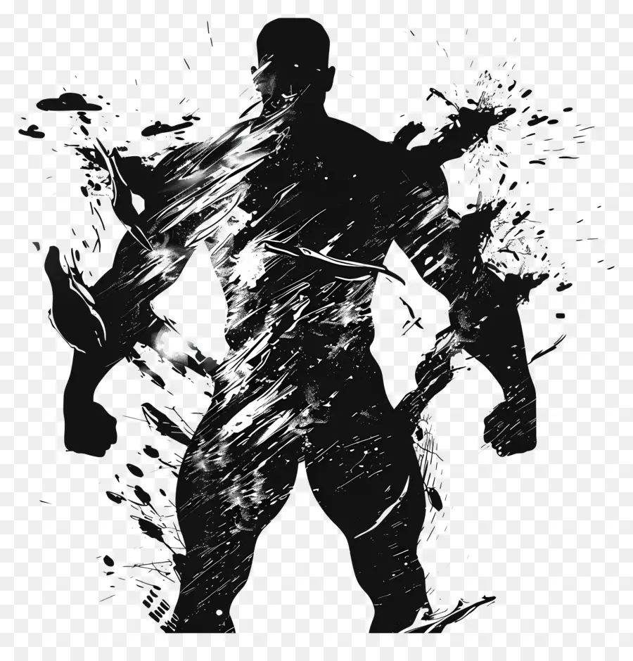 Silhouette D'homme Musclé，Silhouette PNG