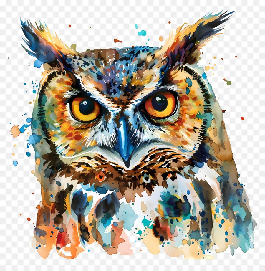 Chouette Aquarelle，Hibou Coloré PNG