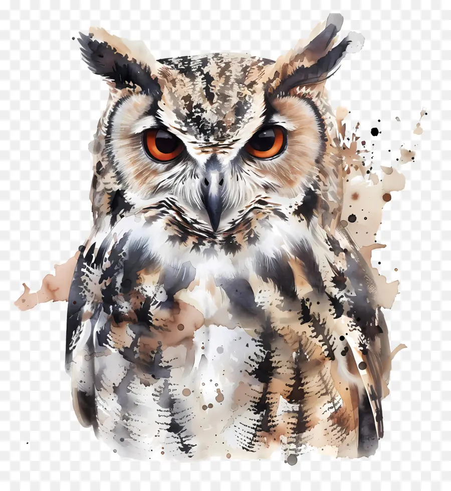 Chouette Aquarelle，Hibou PNG