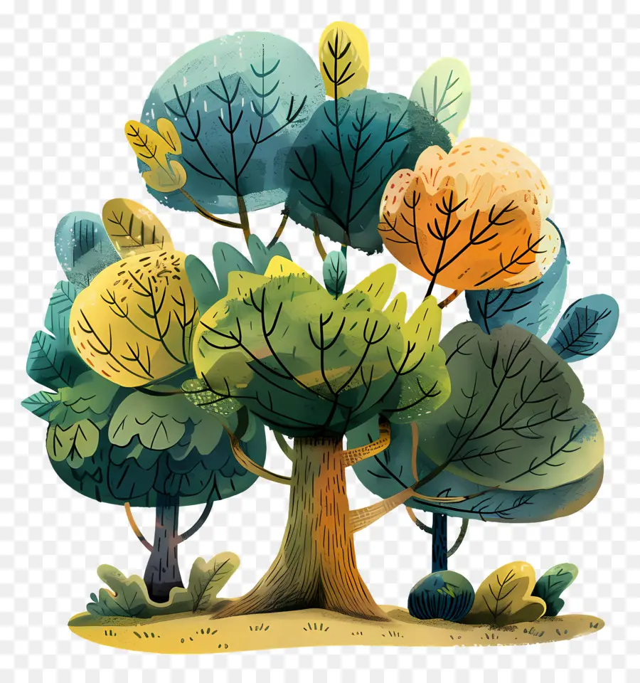 Arbre De Dessin Animé，Arbre Coloré PNG