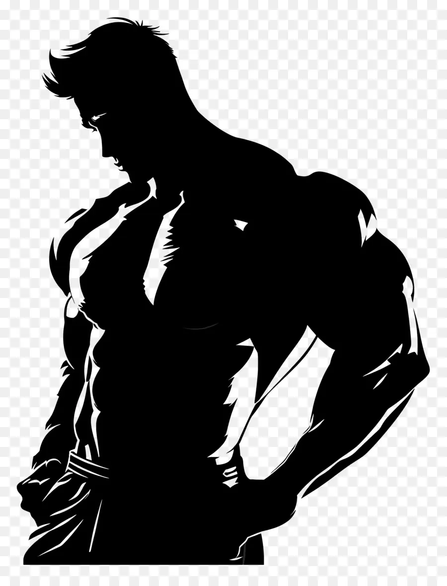 Silhouette D'homme Musclé，Homme Musclé PNG