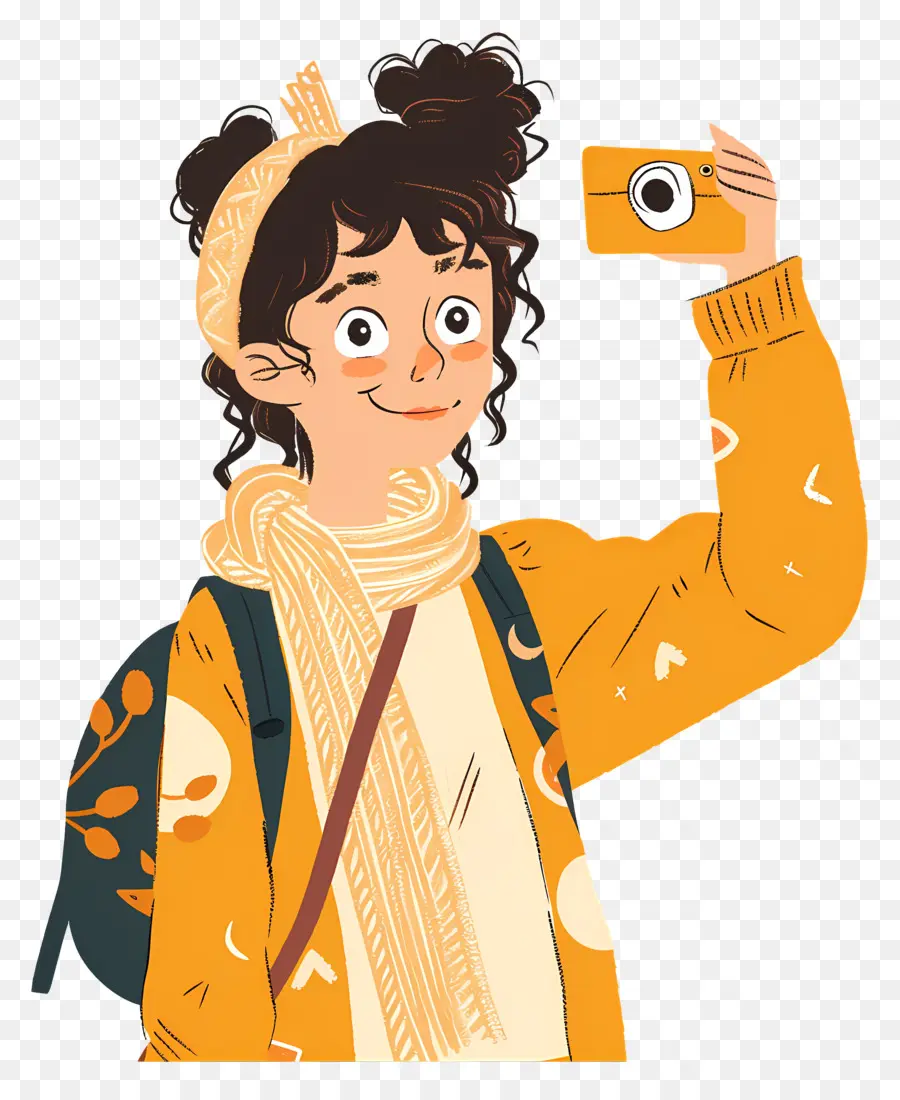 Femme Prenant Un Selfie，Fille Avec Appareil Photo PNG