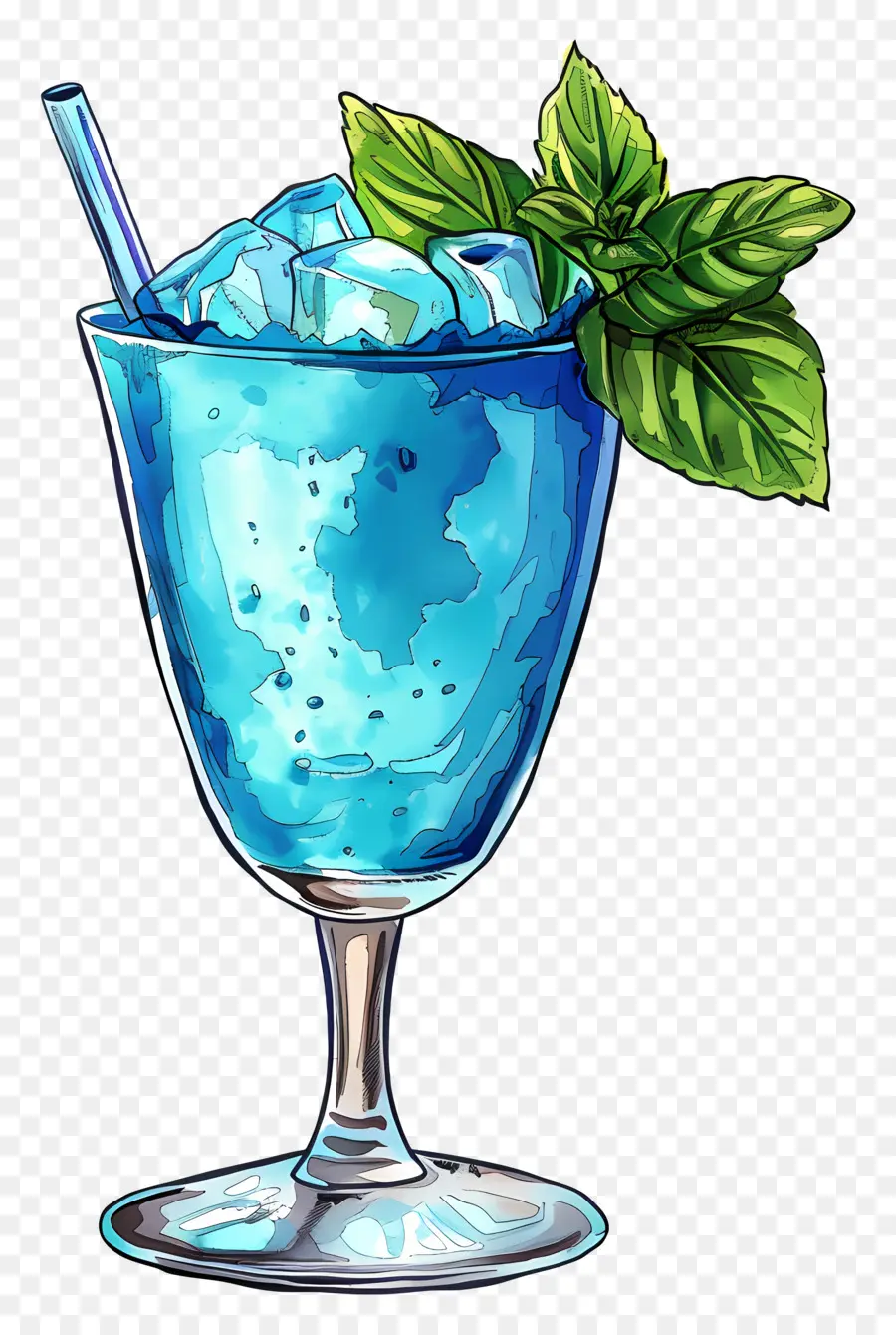 Cocktail Bleu，Verre PNG