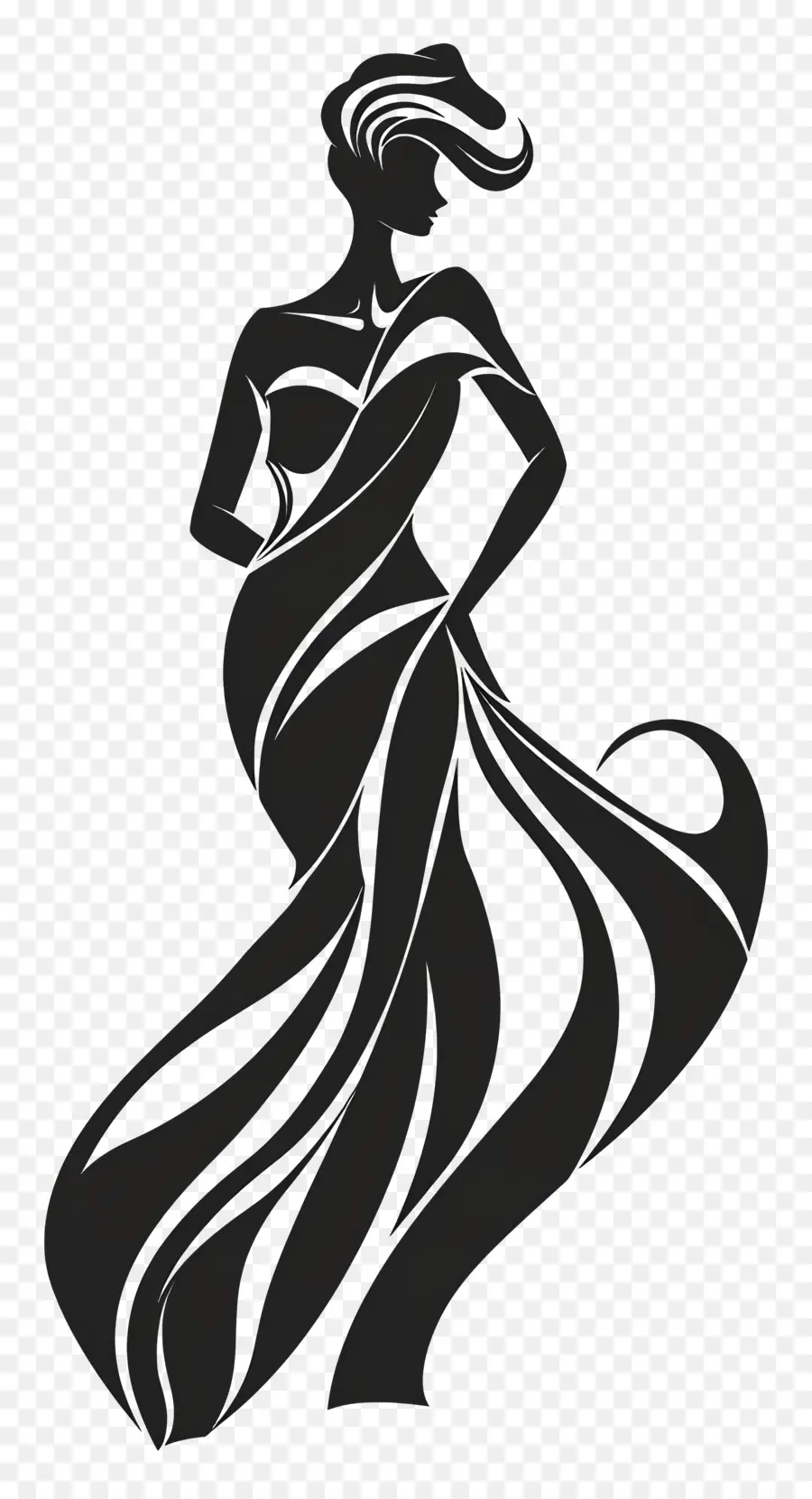 Silhouette De Femme élégante，Robe Noire PNG