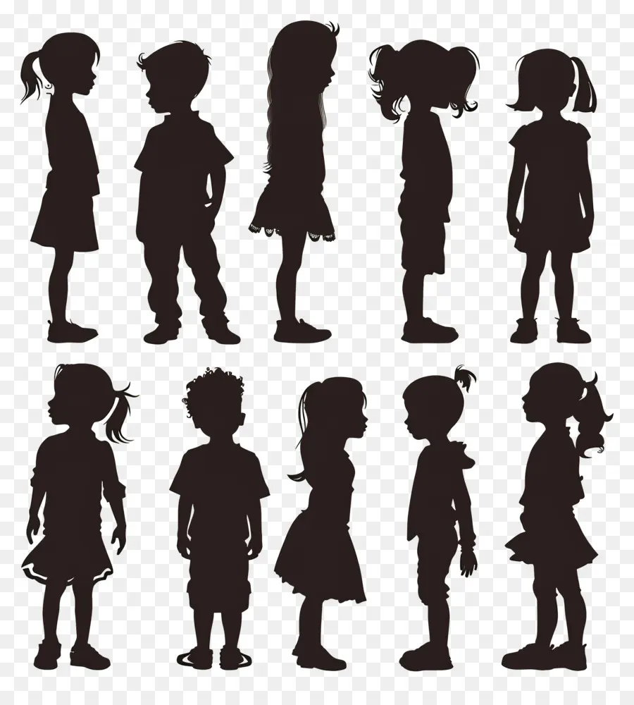 Silhouette D'enfants，Silhouettes D'enfants PNG