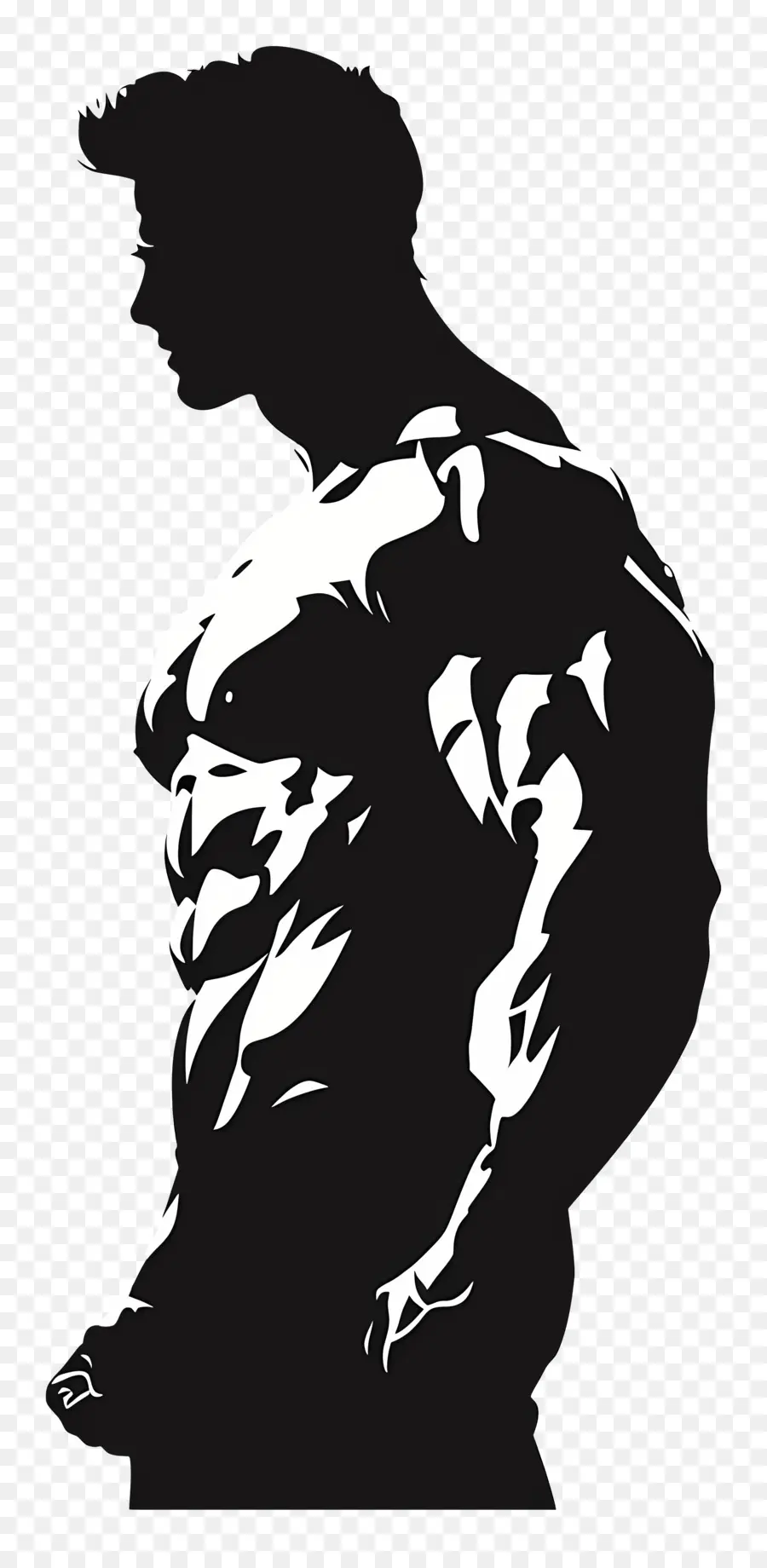 Silhouette D'homme Musclé，Silhouette D'un Homme PNG