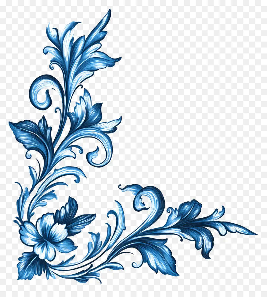 Bleu，Motif Floral Bleu PNG