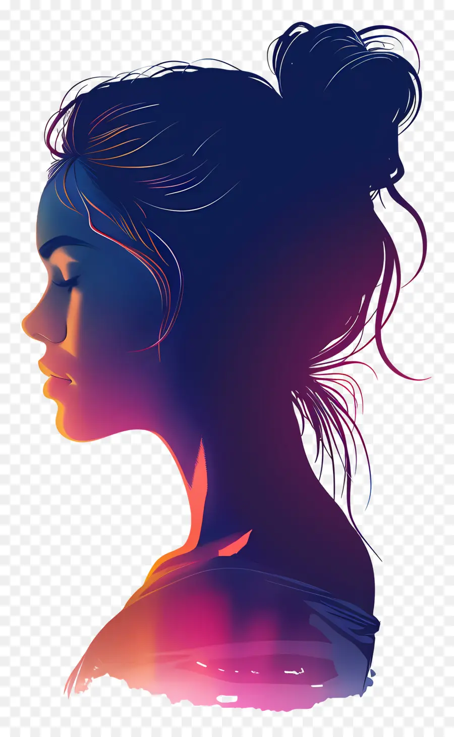 Silhouette De Femme De Beauté，Fille Aux Cheveux Colorés PNG