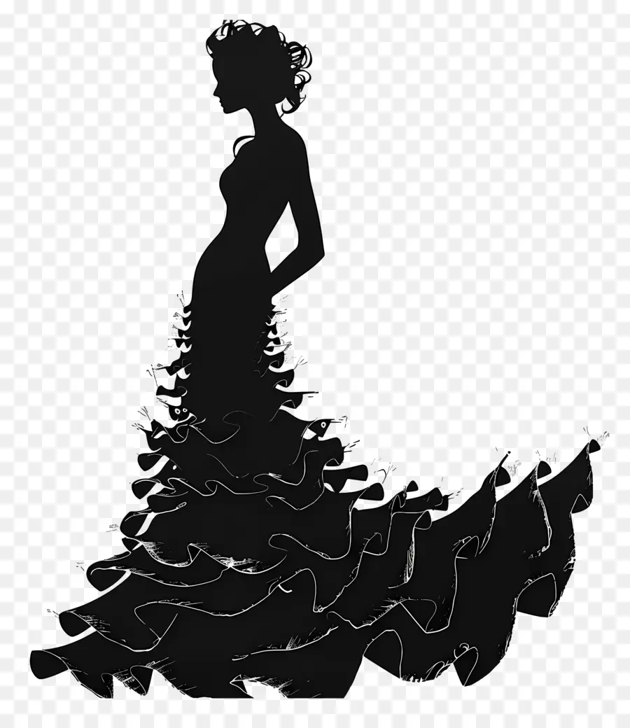 Silhouette De Femme élégante，Robe PNG