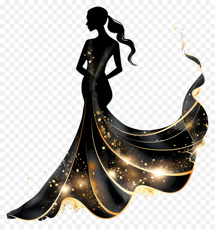 Silhouette De Femme élégante，Silhouette En Robe PNG