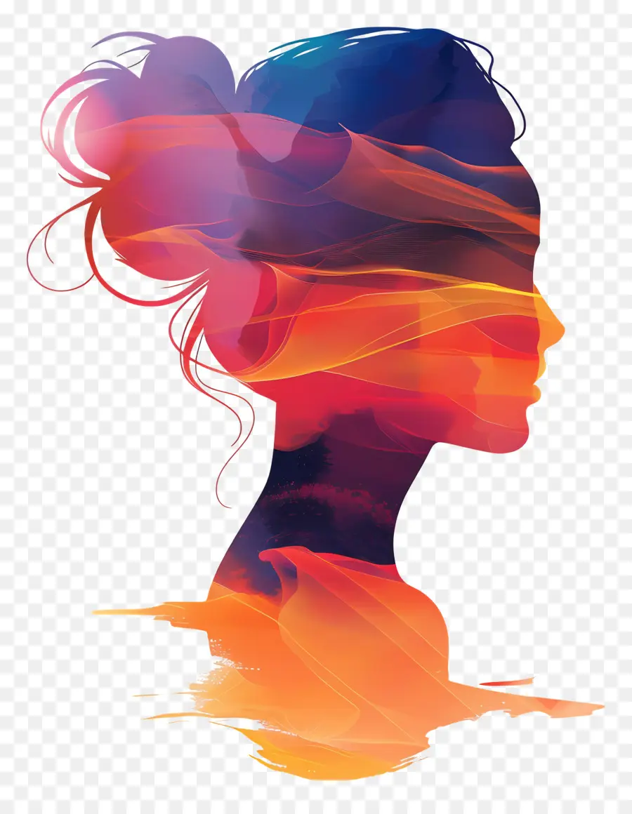 Silhouette De Femme De Beauté，Silhouette Colorée PNG