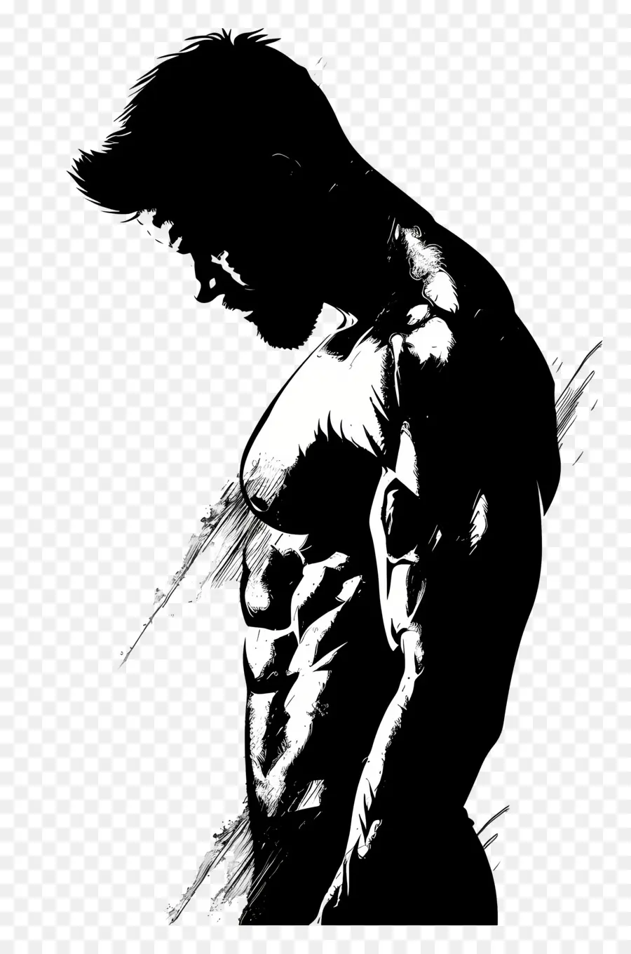 Silhouette D'homme Musclé，Homme Musclé PNG