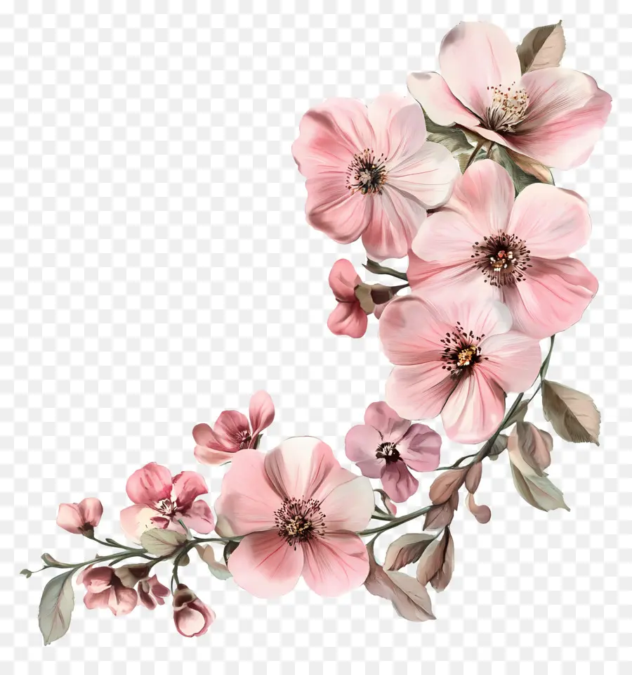 Coin Rose，Fleurs Roses PNG