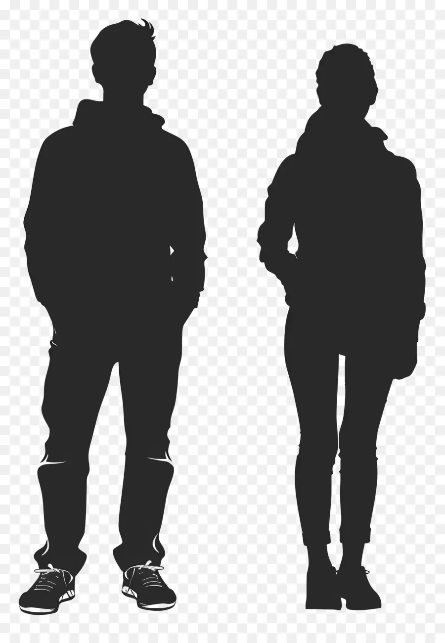 Silhouette De Gens Debout，Silhouettes PNG