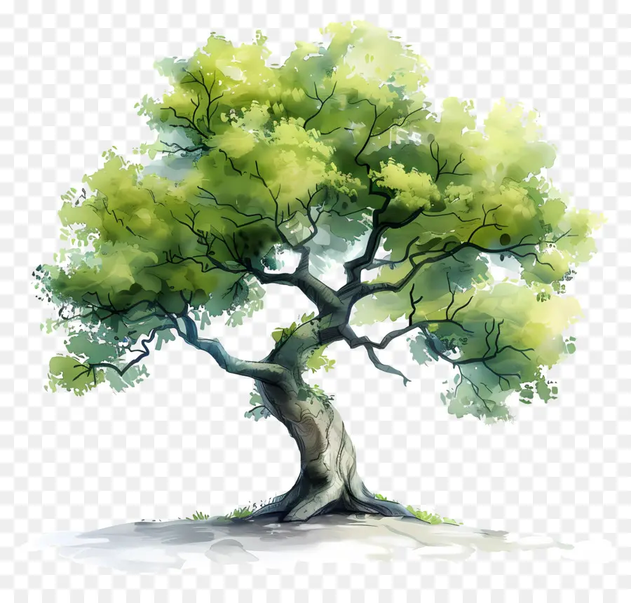 Arbre Aquarelle，Arbre Tordu PNG