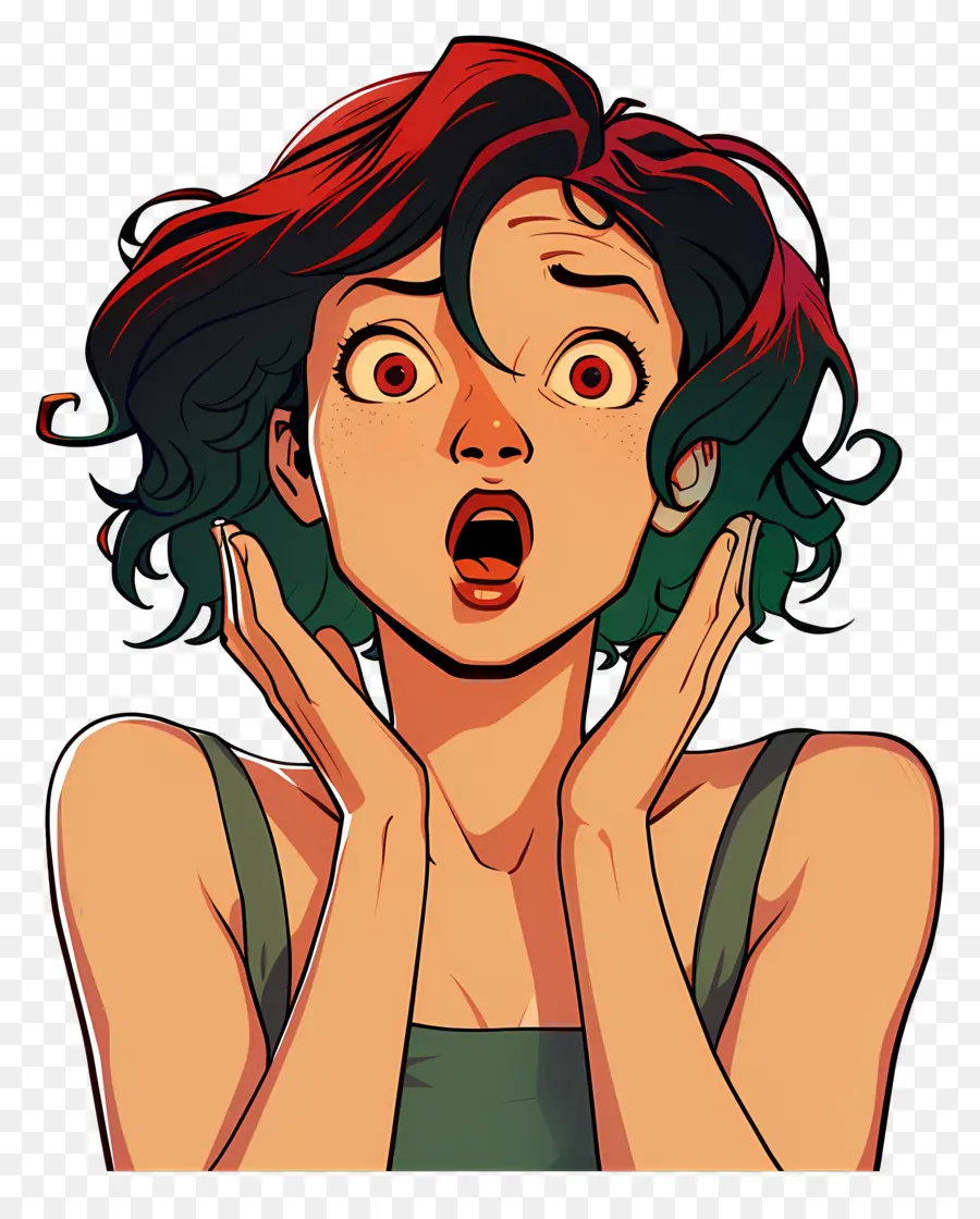 Femme Surprise，Expression PNG