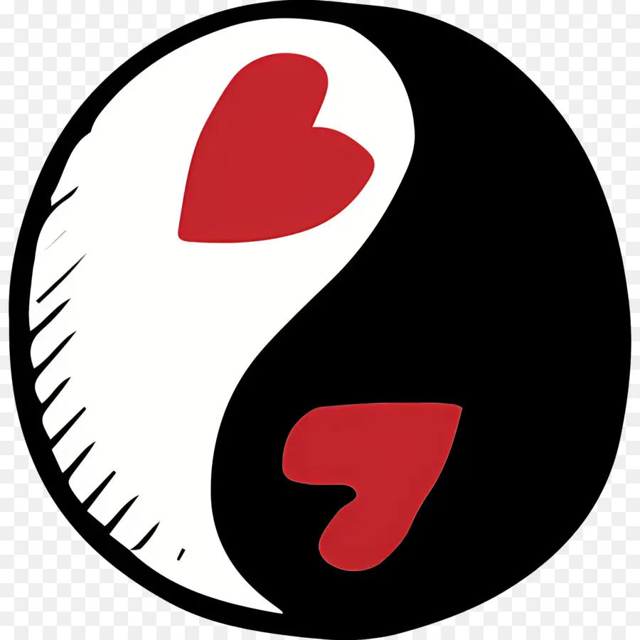 Yin Yang，Yin Yang Avec Des Coeurs PNG