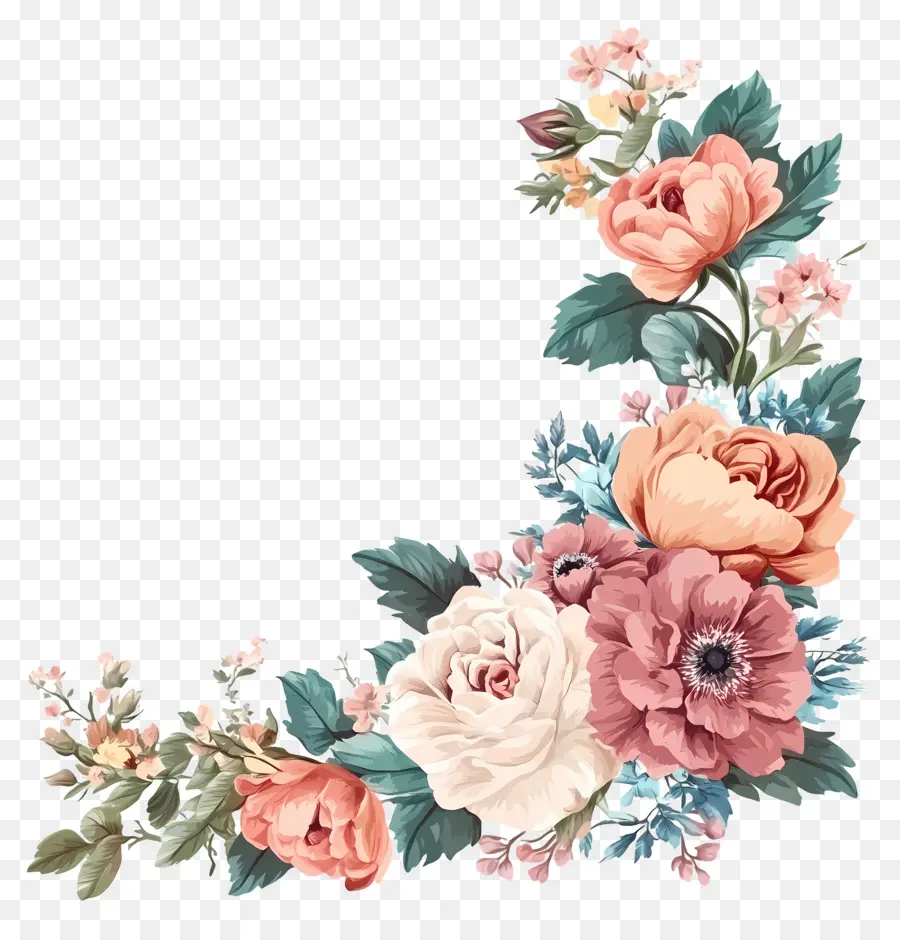 Coin Fleuri，Couronne De Fleurs PNG