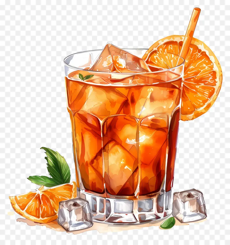 Cocktail Avec De La Glace，Boisson à L'orange PNG