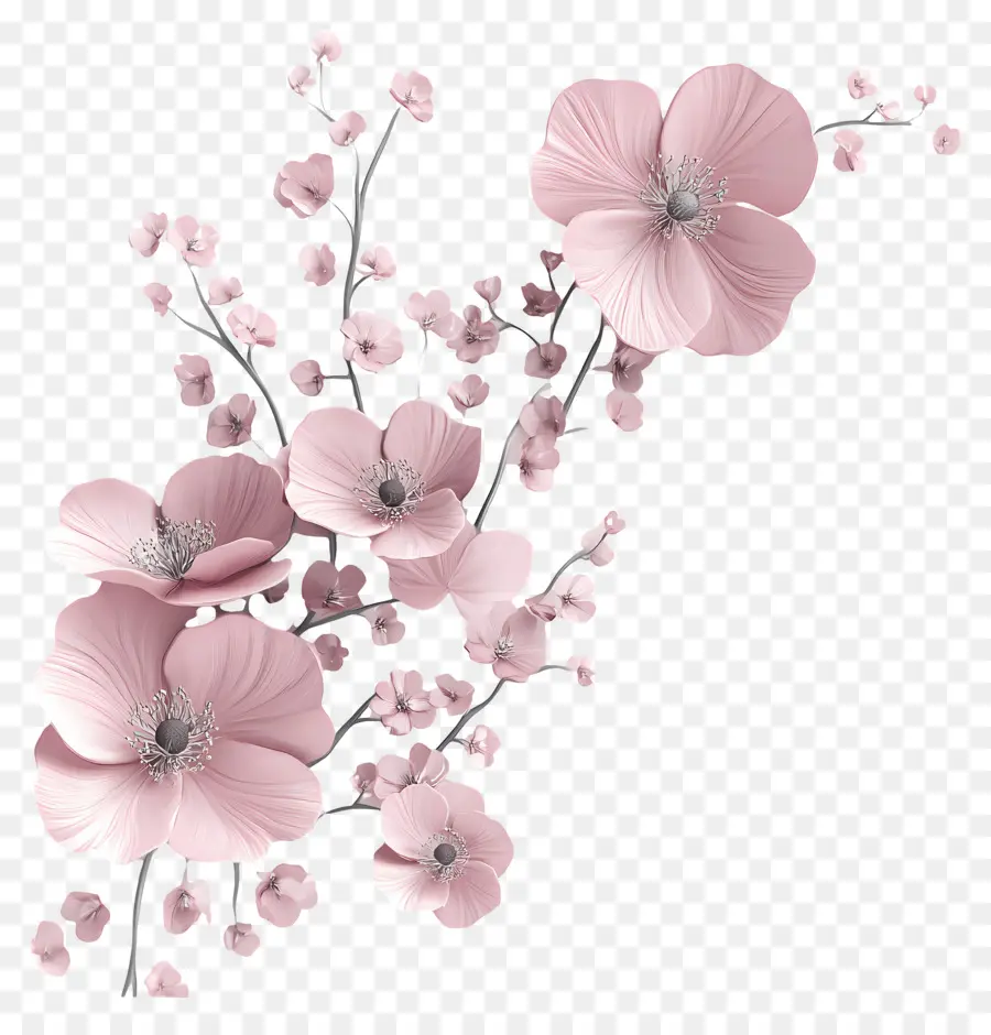 Coin Rose，Fleurs PNG