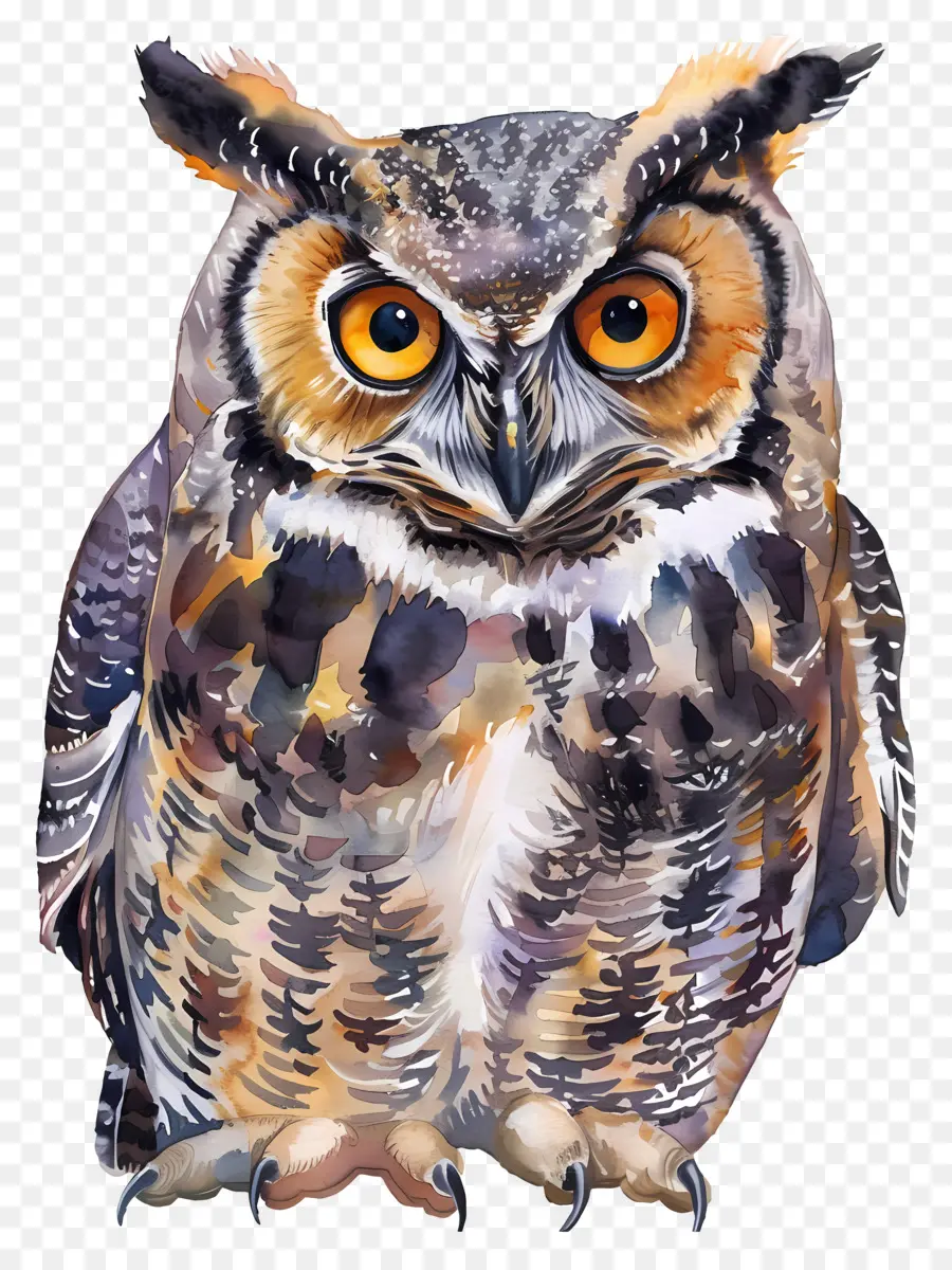 Chouette Aquarelle，Hibou PNG