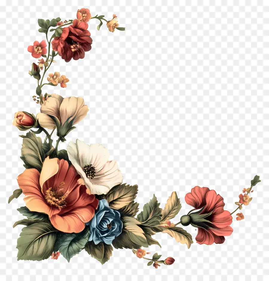 Coin Fleuri，Fleurs Roses PNG