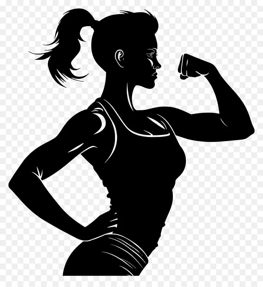 Silhouette De Femme Forte，Muscles PNG