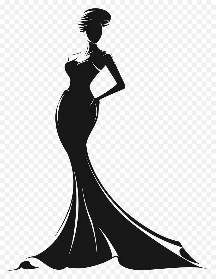 Silhouette De Femme élégante，Robe Noire PNG