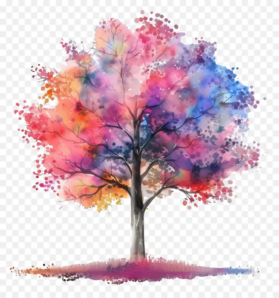 Arbre Aquarelle，Arbre Coloré PNG