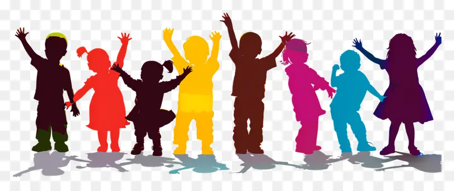 Silhouette D'enfants，Enfants Colorés PNG