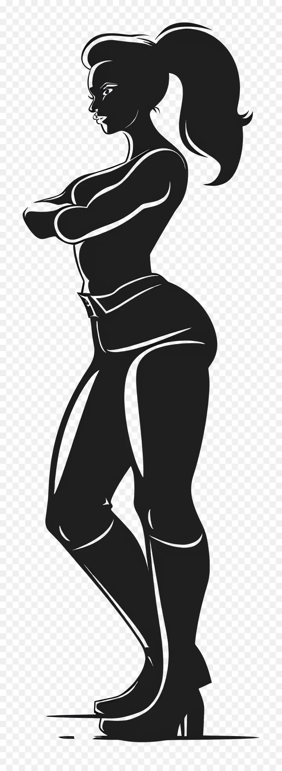 Silhouette De Femme Forte，Silhouette Noire PNG