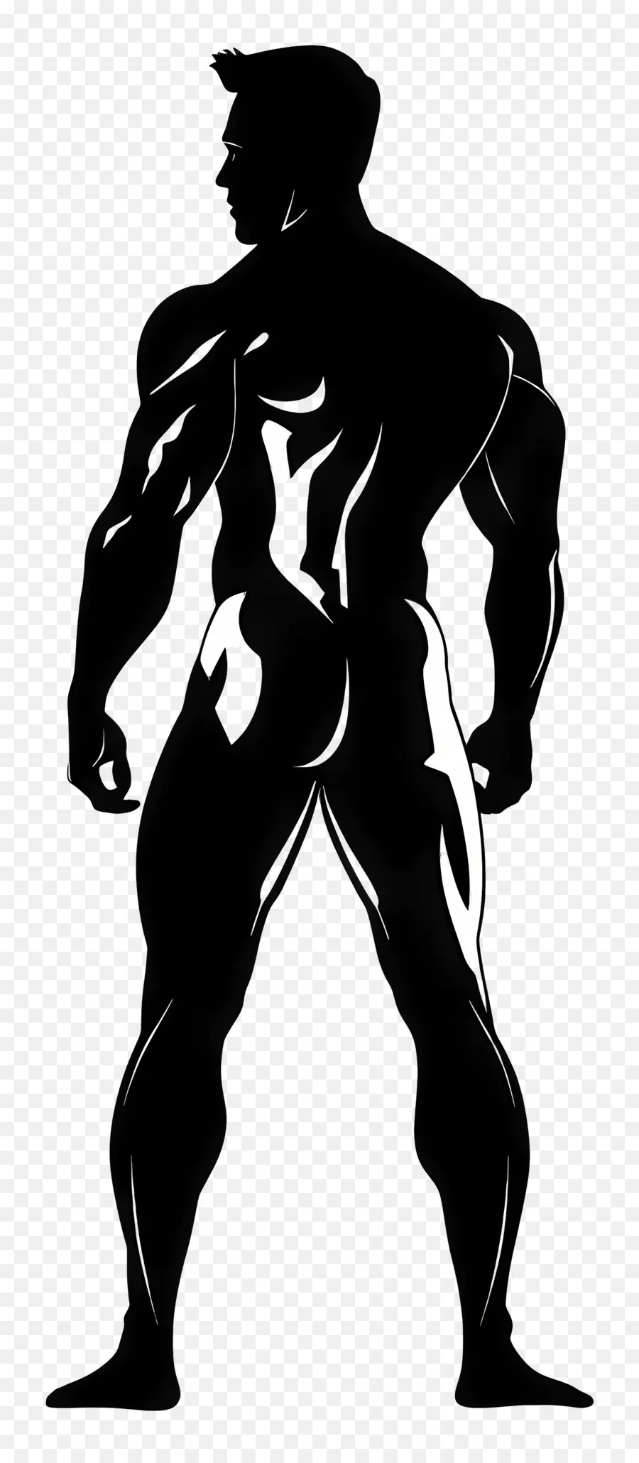 Silhouette D'homme Musclé，Silhouette Musclée PNG