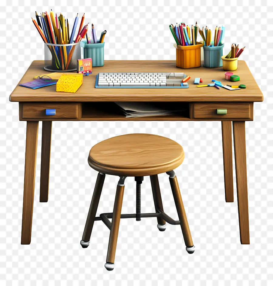 Professeur，Bureau En Bois PNG