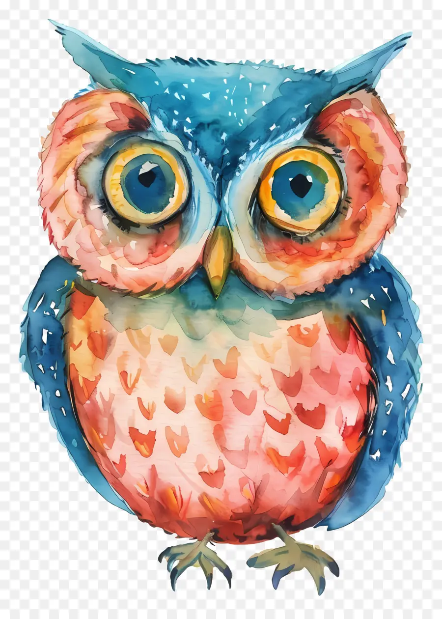 Chouette Aquarelle，Hibou Coloré PNG