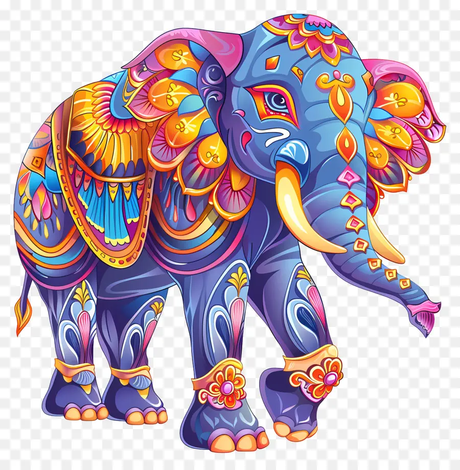 Éléphant Indien，Éléphant Décoré PNG